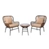 SALSA MAX Set (Τρ.Φ50cm+2Πολ) Μετ.Μαύρο/Wicker Φυσικό, Μαξ.Εκρού