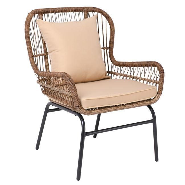 SALSA MAX Πολυθρ.Μεταλ.Μαύρη/Wicker Φυσικό, Μαξ.Eκρού
