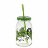 Δοχείο Γυάλινο 400 ml, σχέδιο Mojito, με καπάκι και καλαμάκι, Cerve Italy
