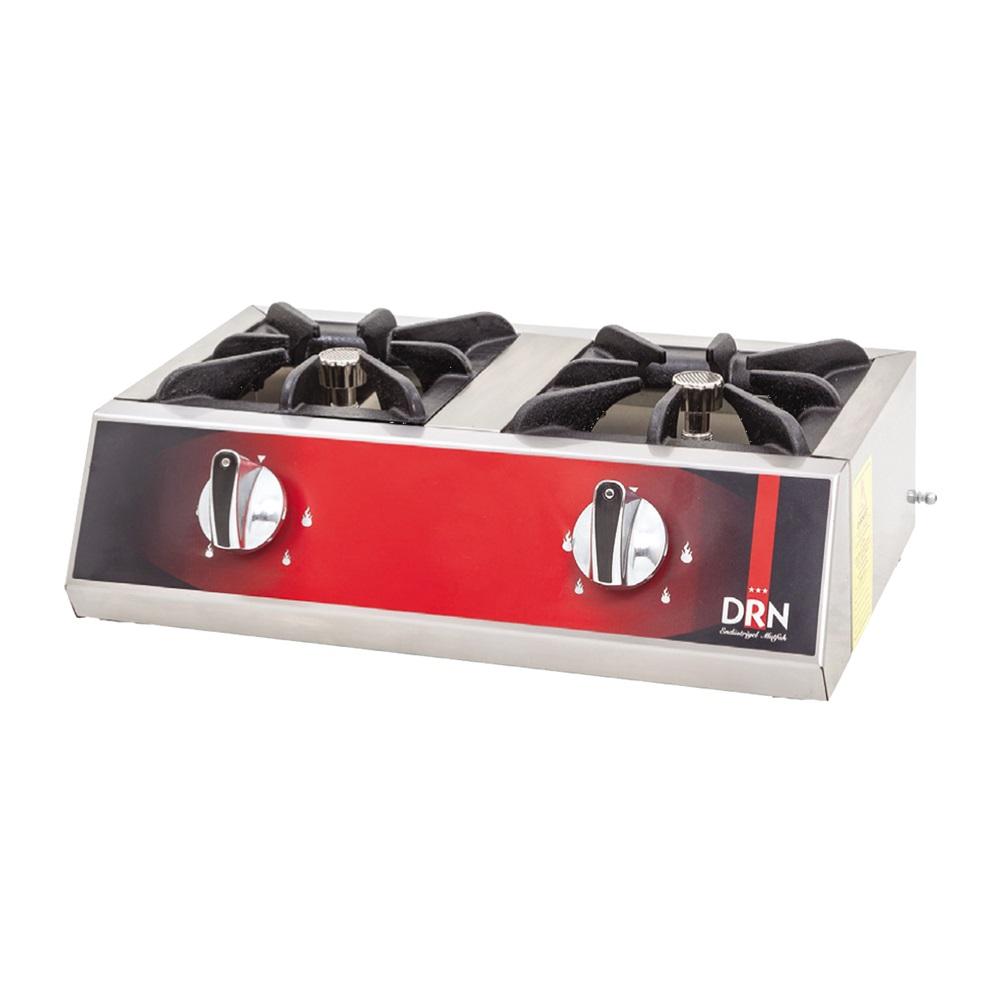 Εστία γκαζιού (Bayran) LPG επιτραπέζια INOX, διπλή, 50x30x16cm, 10KW, 6076Kcal, DRN