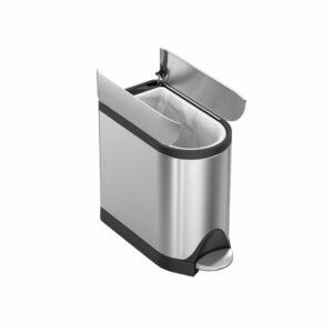 Κάδος απορριμάτων 10L, INOX με προστασία δαχτυλ. αποτ., με pedal, απαλό κλείσιμο