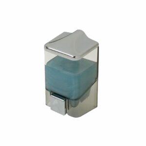 Σαπουνοθήκη τοίχου 500ml, 8.5x8.5x15cm, πλαστική, χρώμιο