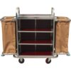 Τρόλεϊ καμαριέρας με 3 ράφια & 2 σάκους, 140x46x118cm, INOX + ξύλο MDF
