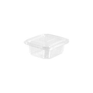 Σκεύος PET Διάφανο Ορθογώνιο 250cc, 9.5x10x3,5cm, με Καπάκι