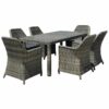 ESPERIA Set Τραπεζαρία Κήπου ALU,Wicker Grey Brown-Ανθρακί: Τραπέζι 180x90 + 6 Πολυθρόνες