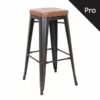 RELIX Σκαμπό Bar-Pro, Μέταλλο Βαφή Antique Black, Pu Camel
