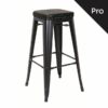 RELIX Σκαμπό Bar-Pro, Μέταλλο Βαφή Μαύρο Matte, Pu Μαύρο