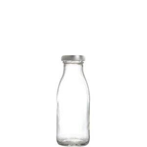 Γυάλινη φιάλη Latte 250ml, με μαύρο πώμα. (διάμετρος πώματος φ38mm)