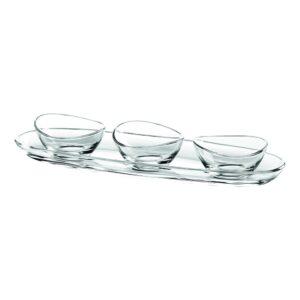 Σετ γυάλινος δίσκος 41x11.5. με 3 μπωλ 10cm, Σειρά PAPAYA, VIDIVI