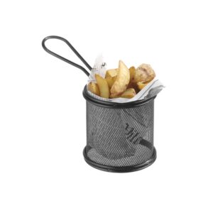 Καλαθάκι mini φριτεζάκι σερβιρίσματος φ9x9cm, μαύρο ματ