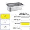 Δοχειο ανοξείδωτο #201 - GN1/3 (32.5x17.6) - 150mm