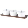 Organiser Buffet με 3x2.5 lt λευκά δοχεία, διάφανα καπάκια και βάση από οξιά, VARIO