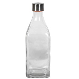 Γυάλινο μπουκάλι 1070ml με καπάκι INOX, 8.8x8.8x25.8cm