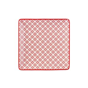 Πιάτο Ρηχό πορσελάνης τετράγωνο 25x25cm - φ35cm, Σειρά KROZ Κόκκινο, LUKANDA