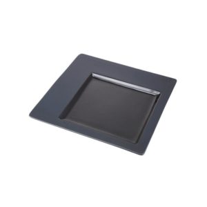 Πιάτο Πορσελάνης Τετράγωνο 30x30x1.5cm, γυαλιστερό εσωτερικό, ματ γείσο, Σειρά CDP, μαύρο, SUNNEX