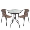 BALENO Set (Τραπ.Φ60cm+2 Πολ) Μεταλ.Καφέ/Brown Wicker