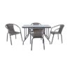 BALENO Set (Τραπ.110x60cm+4 Πολ) Μεταλ.Γκρι/Mixed Grey Wicker