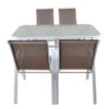 RIO Set (Τρ.120x70cm+4 Πολ) Μετ.Άσπρο/Text.Cappuccino/Γυαλί Pear Clear