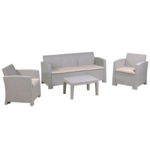 SAVANNA Set K/D (Τραπ+3-θέσ+2 Πολ) PP Sand Grey/Μαξιλ.Μπεζ