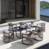 CITY Dining Set (Τραπ.180x90cm+6 Πολ) Alu Ανθρακί/Μπεζ