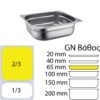 Δοχείο γαστρονομίας ανοξείδωτο SS201, 0.6mm, GN2/3 (35.4x32.5)-6.5cm